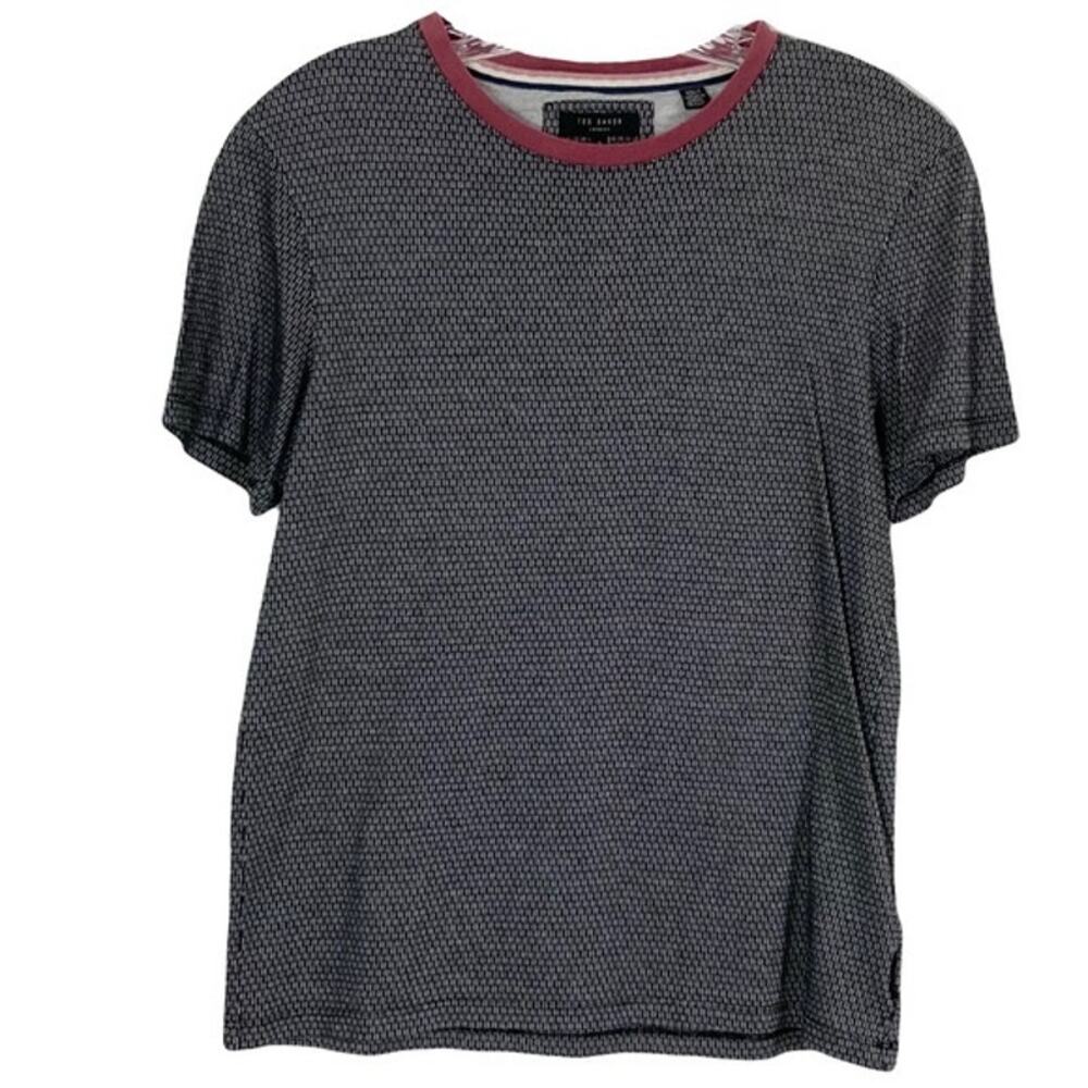 NWOT TED BAKER Tshirt Men 2/M Geo Print Short Sleeve Cotton Terrey